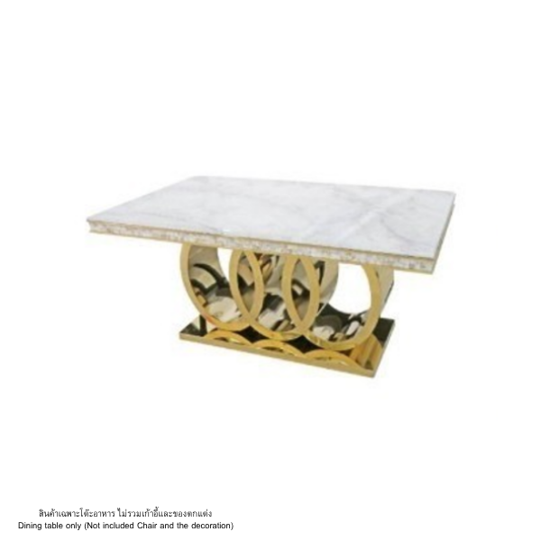 โต๊ะอาหารหินอ่อน WISDOM DESIGN FURNITURE รุ่น CHARLOTTE 160 ซม. สีมาร์เบิ้ล/ทอง